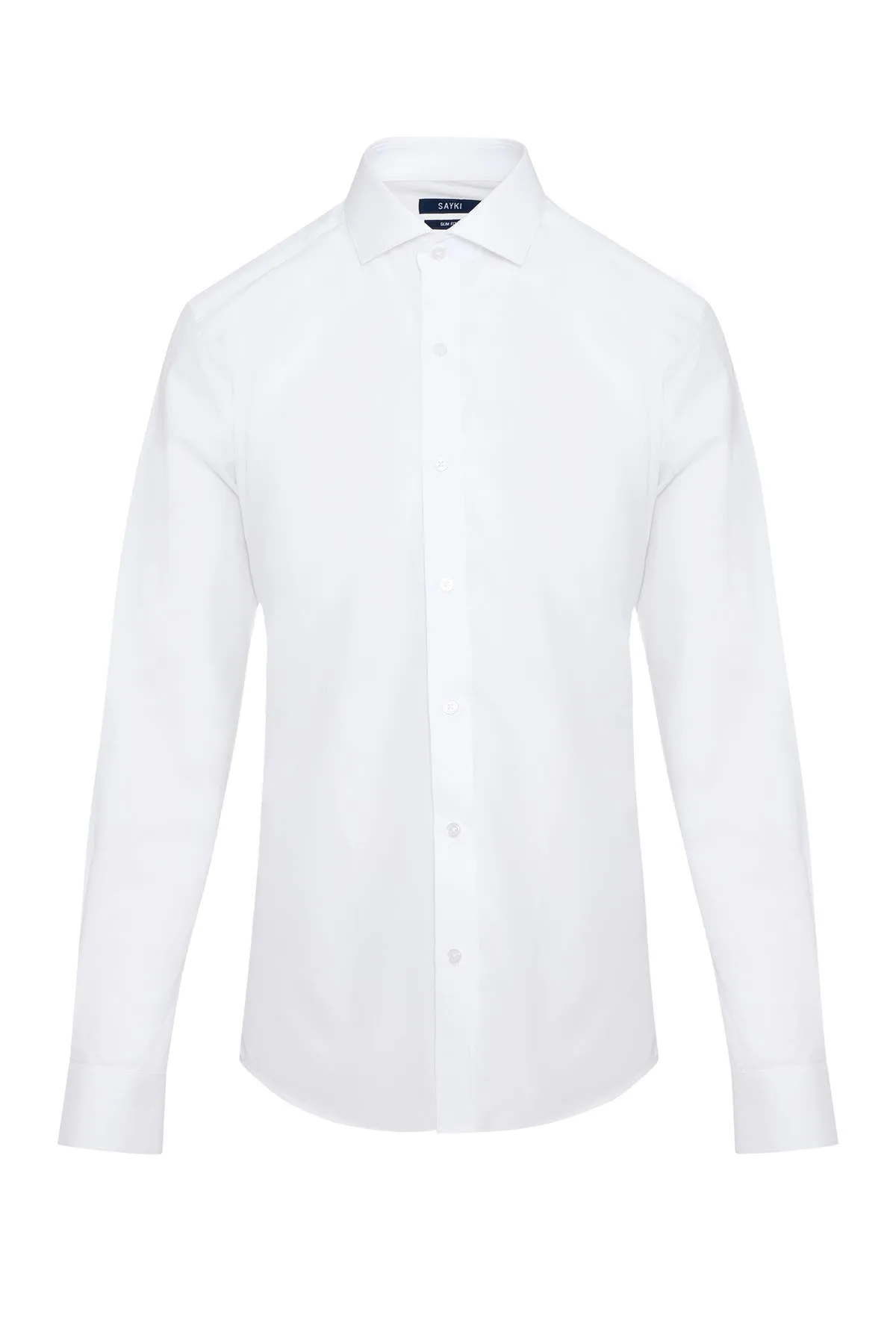 Slim Fit Long Sleeve Cotton White Dress Shirt