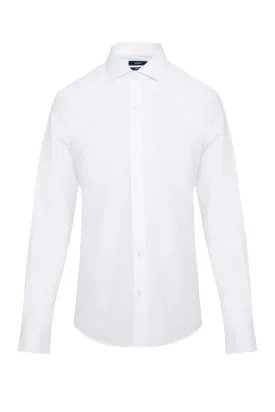 Slim Fit Long Sleeve Cotton White Dress Shirt