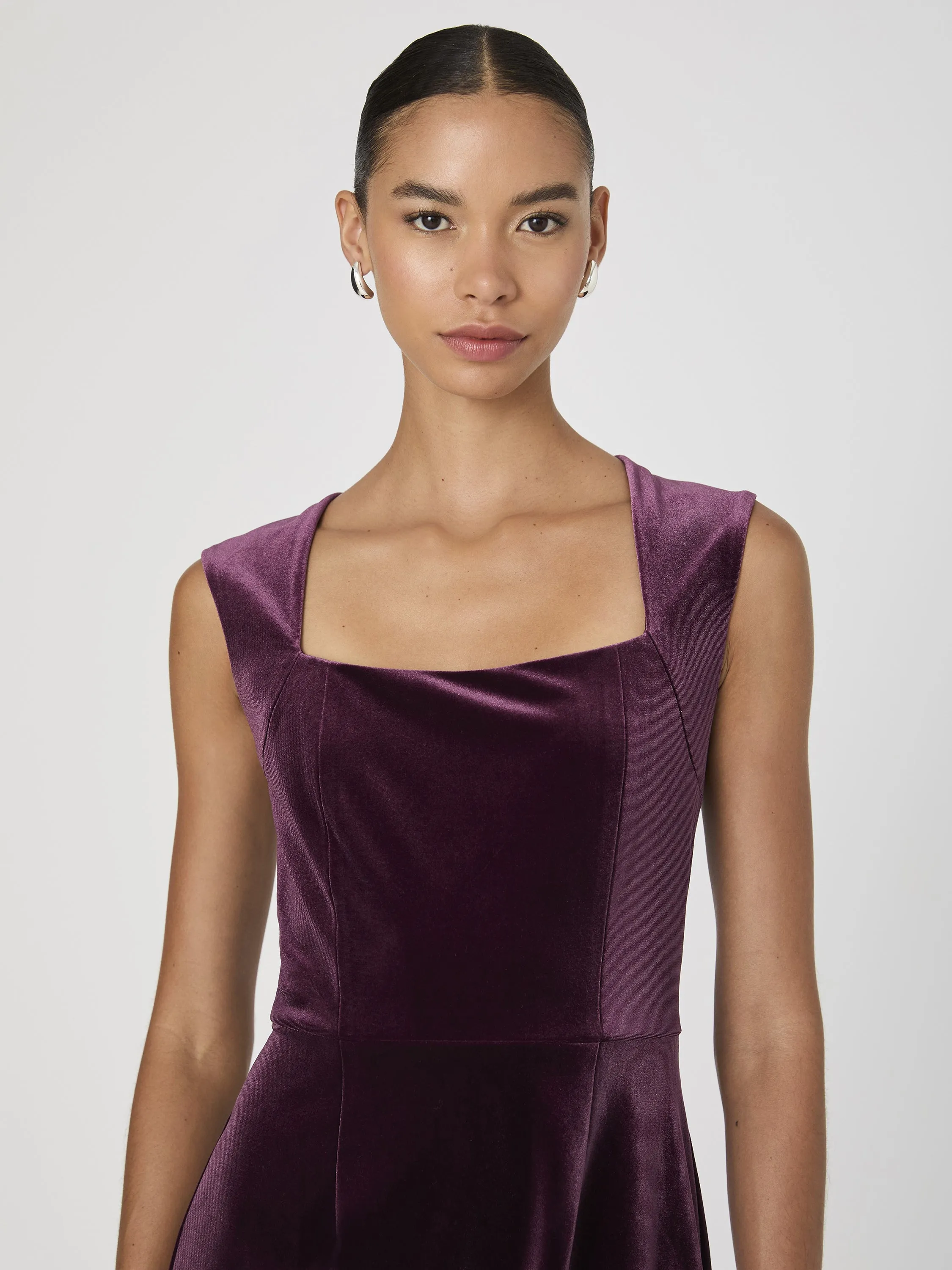 Stretch Velvet Square Neck Dress