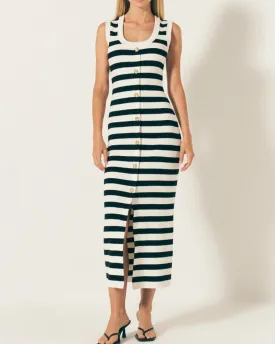 STRIPED MIDI DRESS