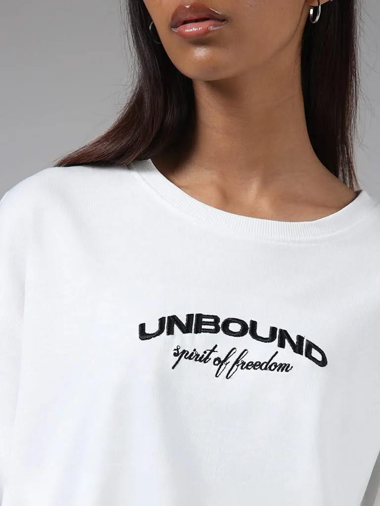 Studiofit White Typographic Sweatshirt