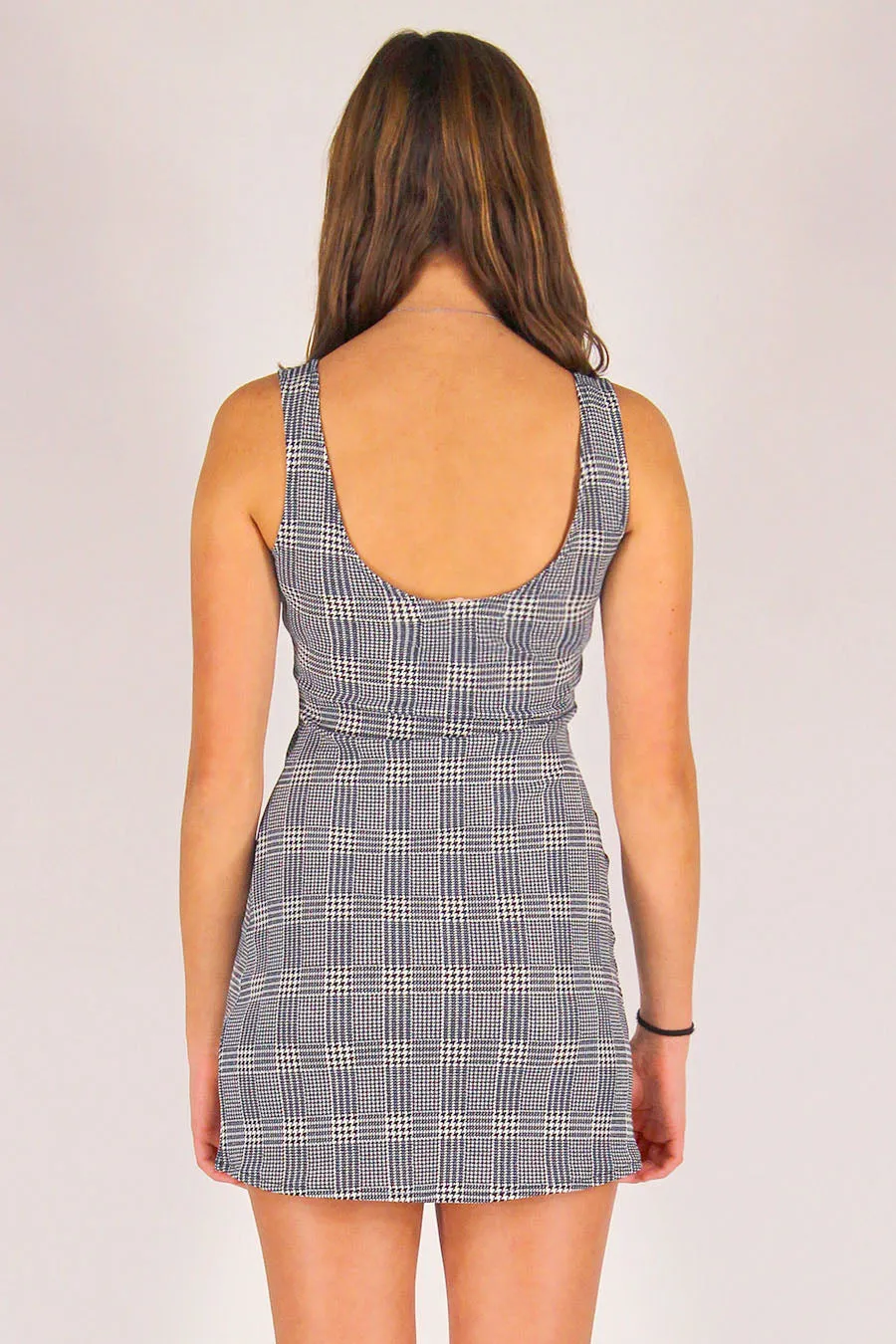 Tank Dress - Stretchy Grey Plaid