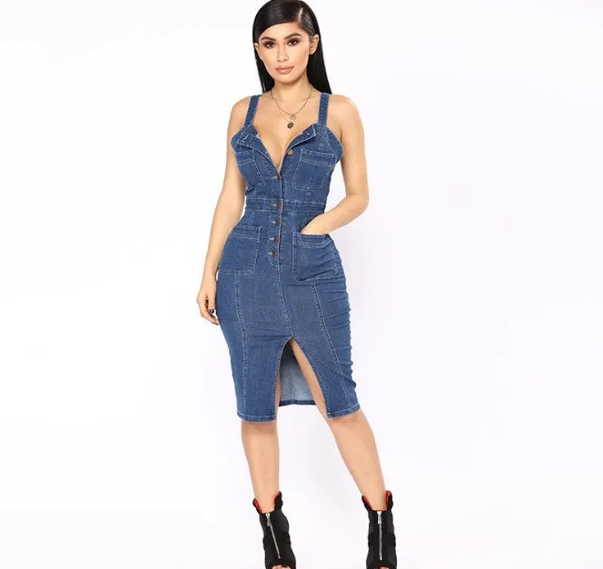 TEEK - Denim Tank Dress w/Pockets