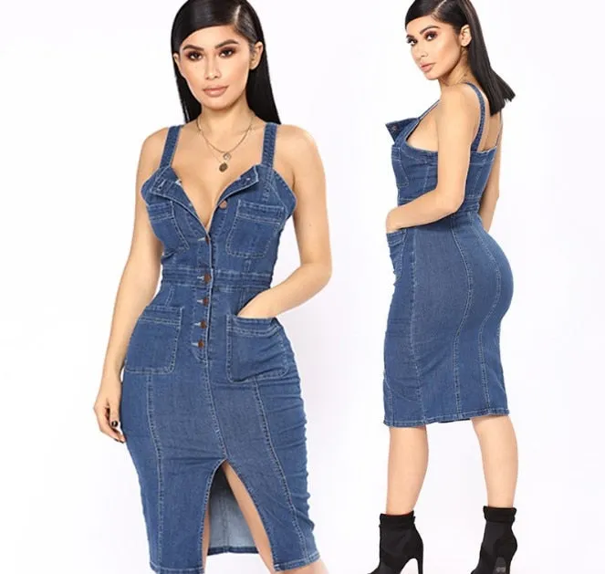 TEEK - Denim Tank Dress w/Pockets