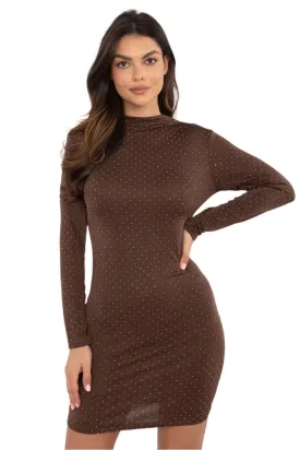 TEEK - Dotted Long Sleeved Evening Dress