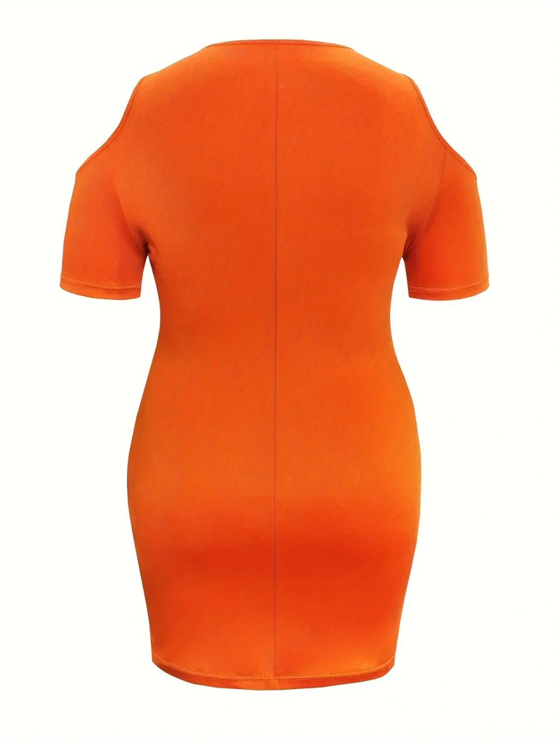 TEEK - Orange Plus Size Cold Shoulder Short Sleeve Dress