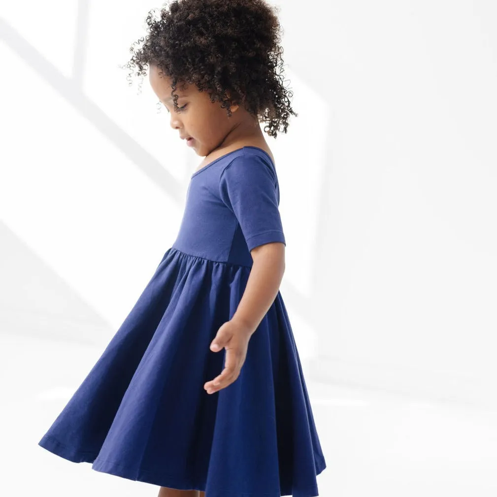 The Short Sleeve Ballet Dress in Blueberry