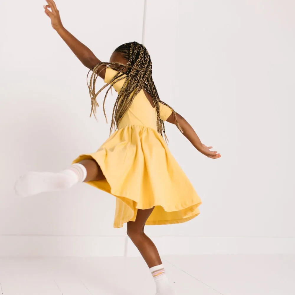 The Short Sleeve Ballet Dress in Caramel