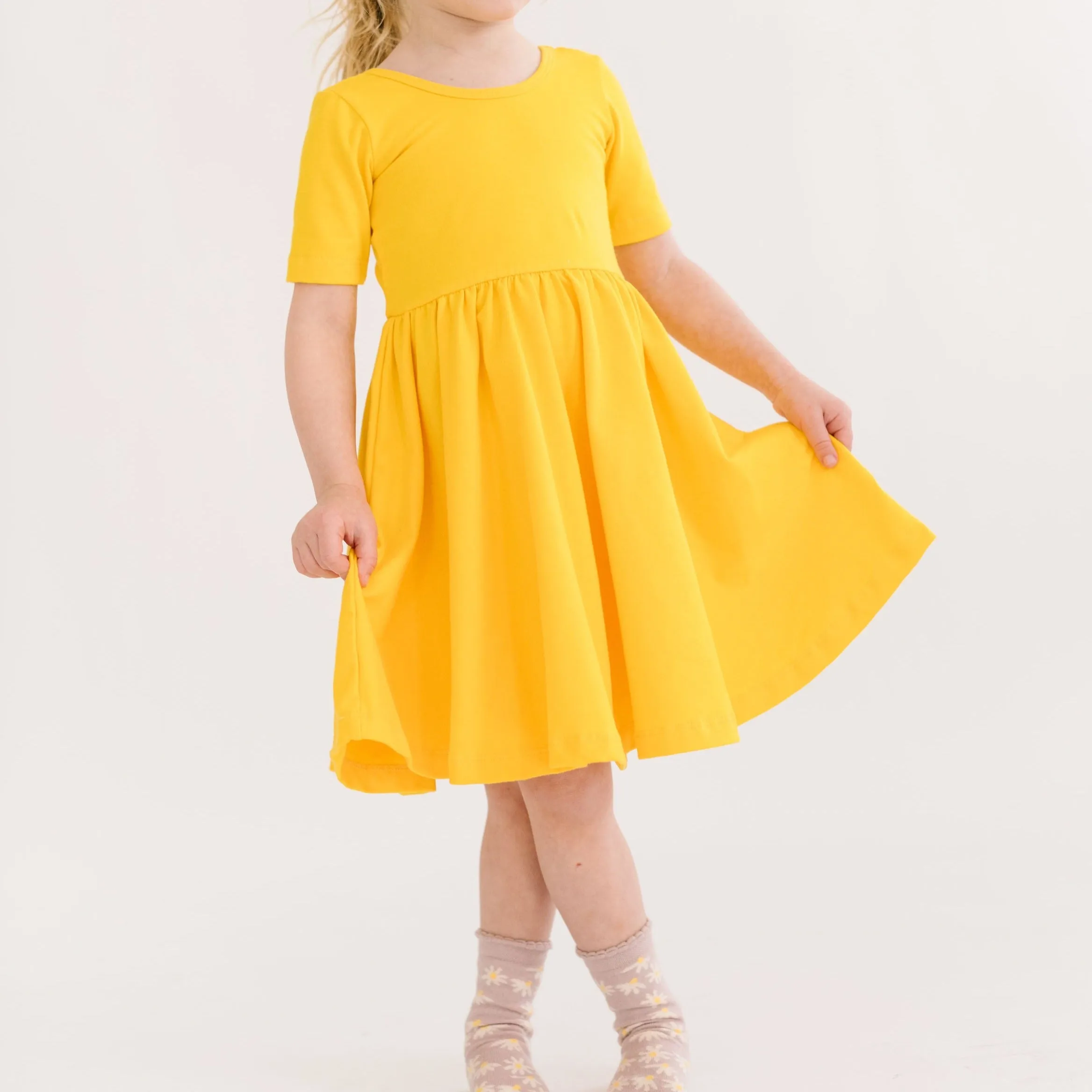 The Short Sleeve Ballet Dress in Lemon