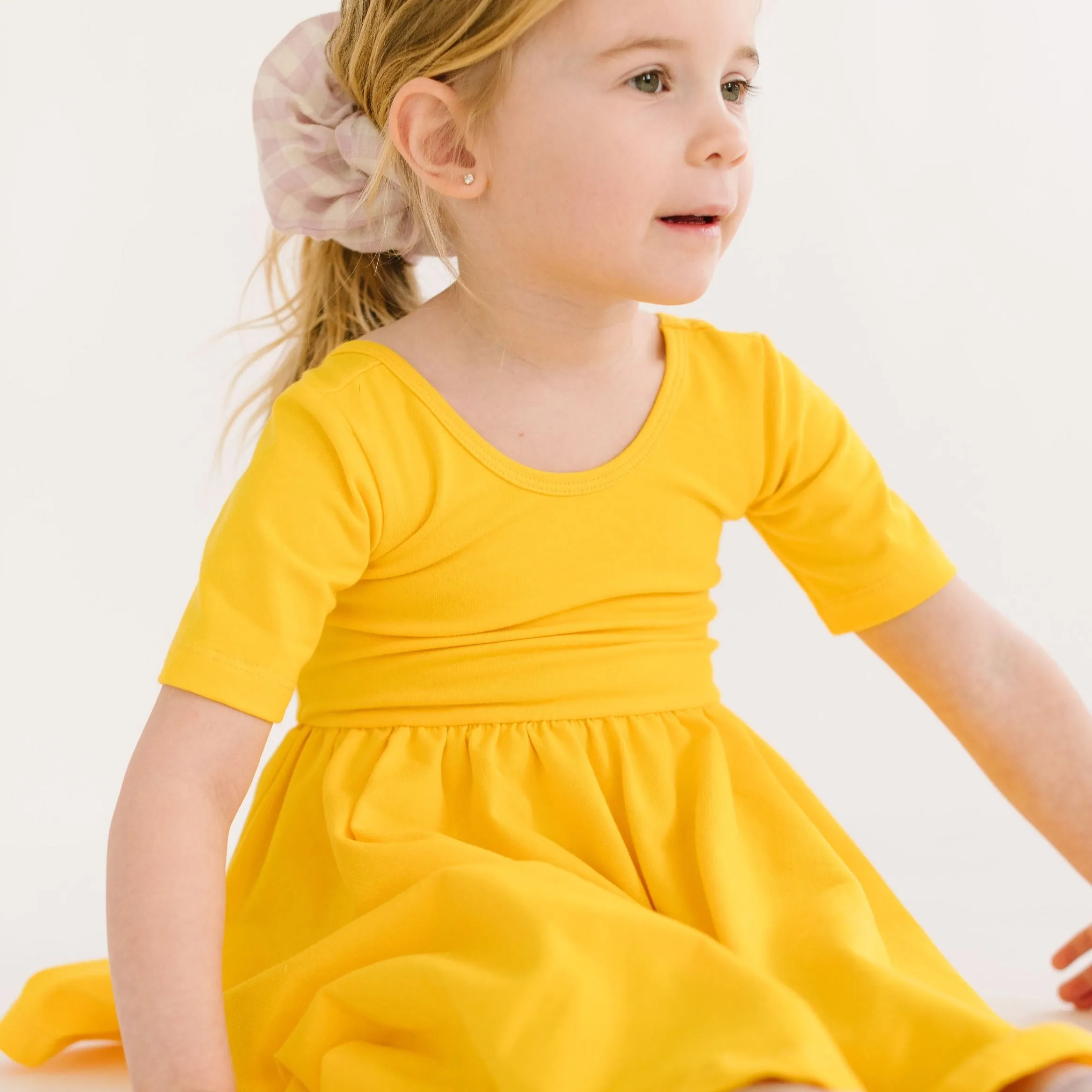 The Short Sleeve Ballet Dress in Lemon