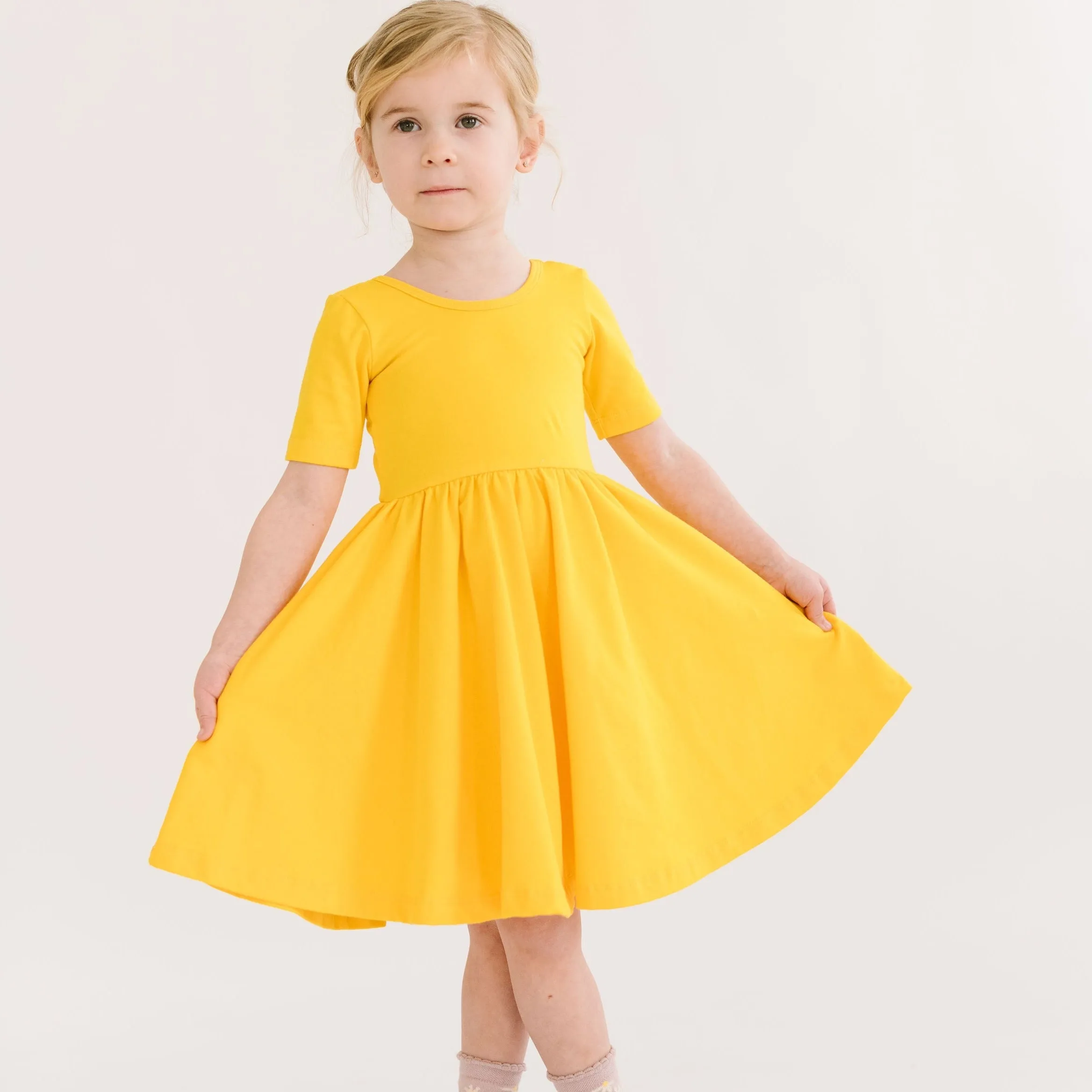 The Short Sleeve Ballet Dress in Lemon