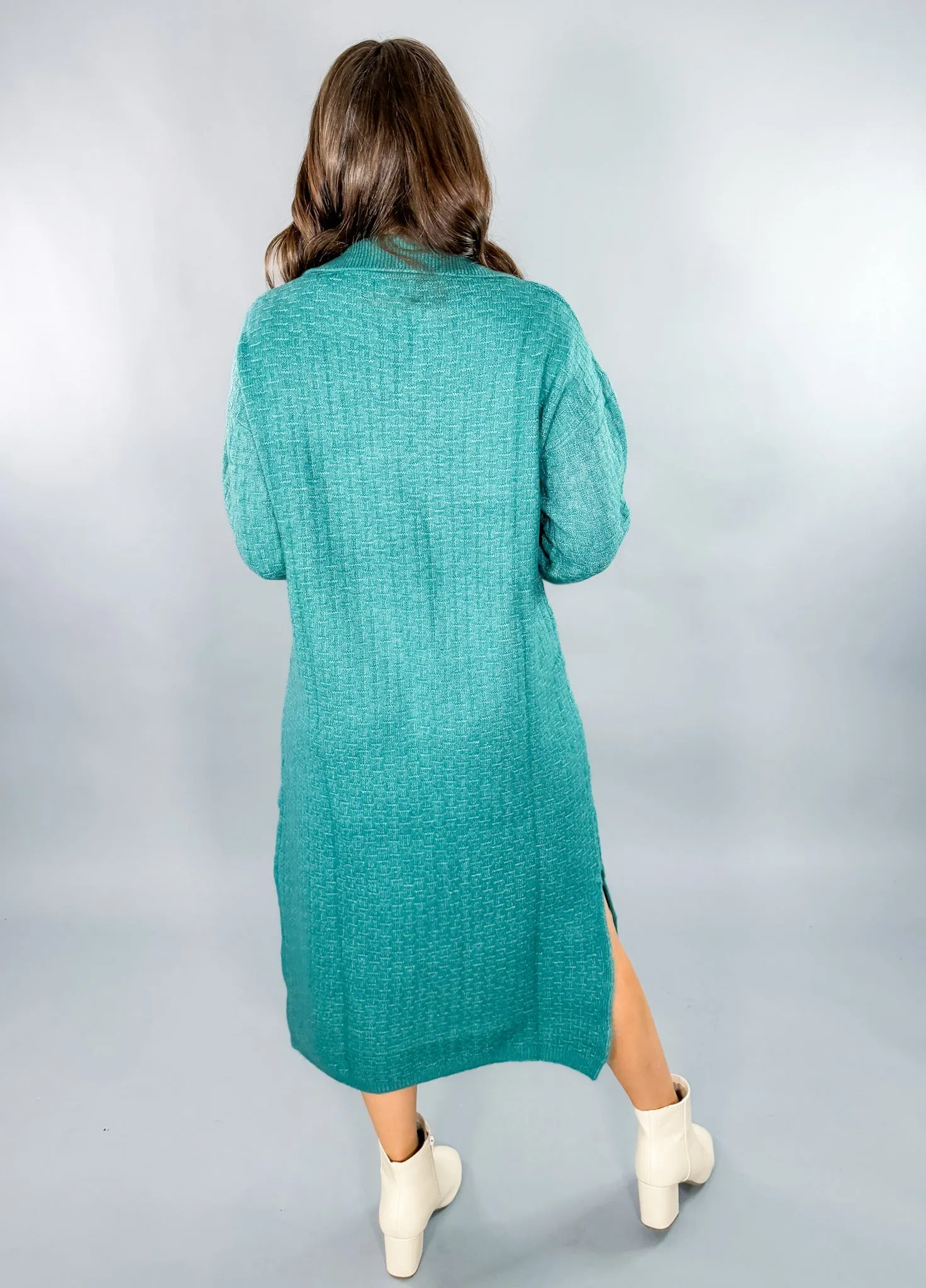 Timea Bleu Canard Sweater Dress