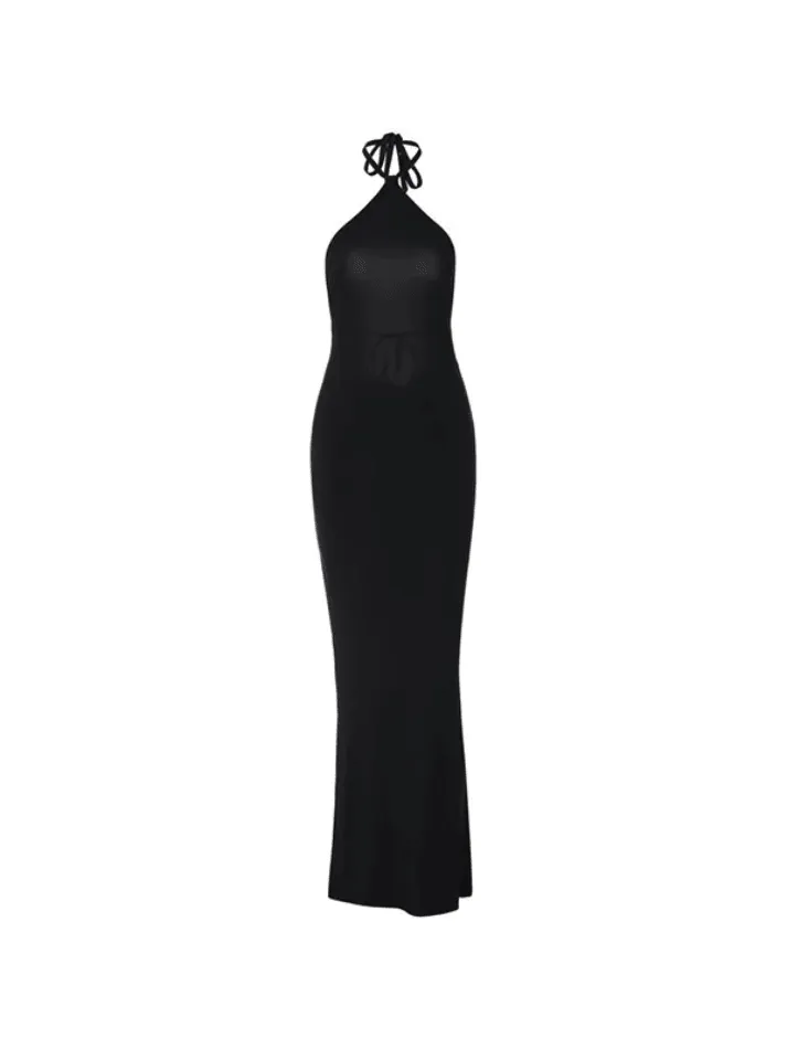 Uniwim Halter Neck Black Maxi Dress