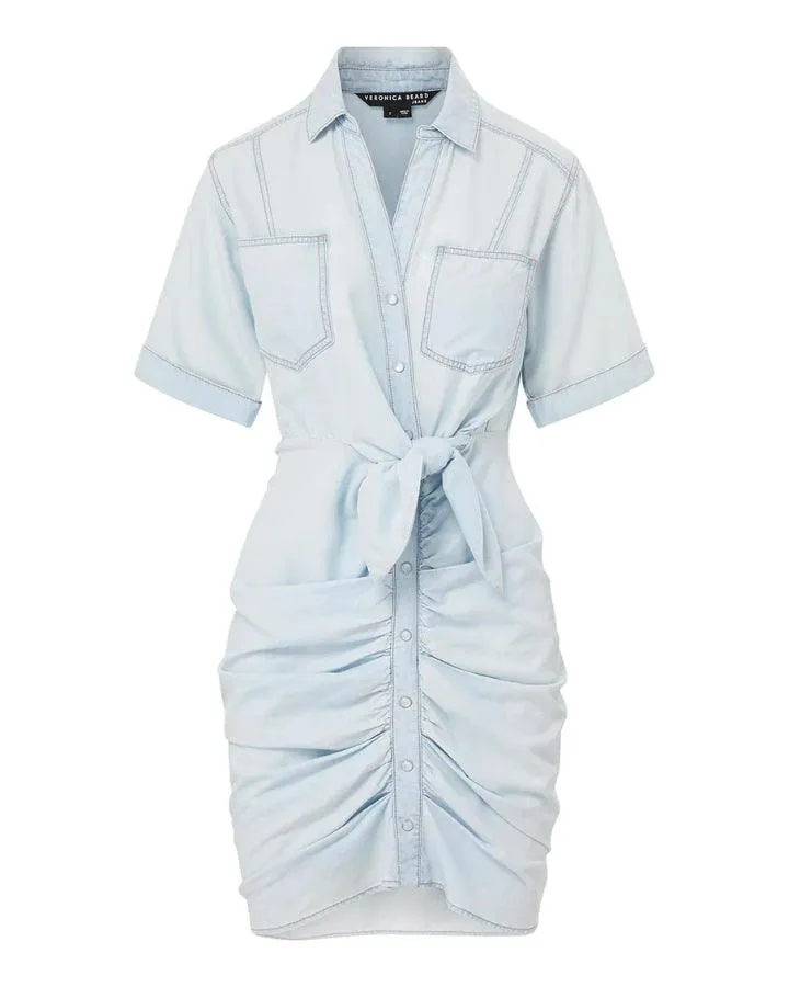 Veronica Beard Hensley Ruched Chambray Dress