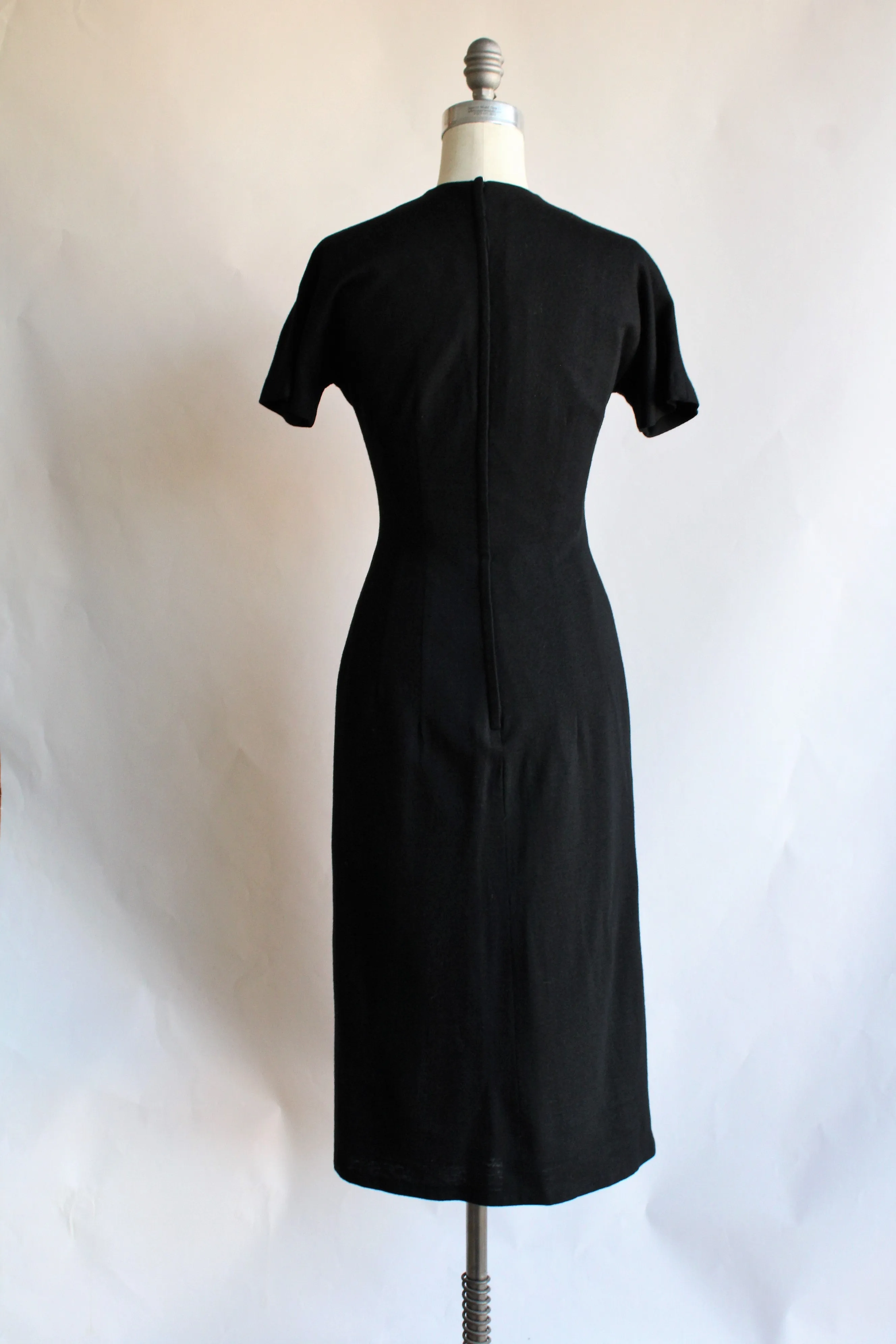 Vintage 1950s Black Wool Wiggle Dress