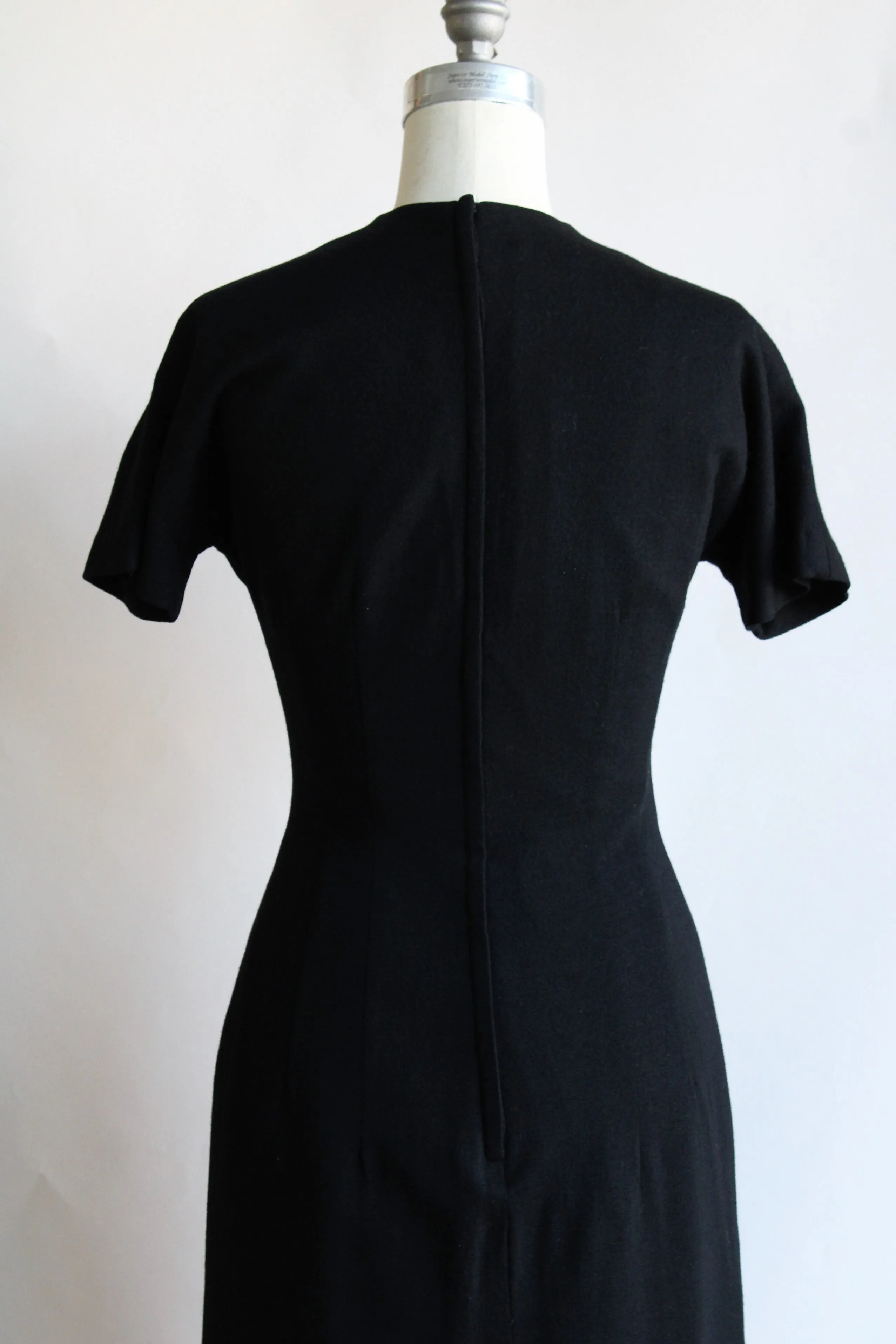 Vintage 1950s Black Wool Wiggle Dress