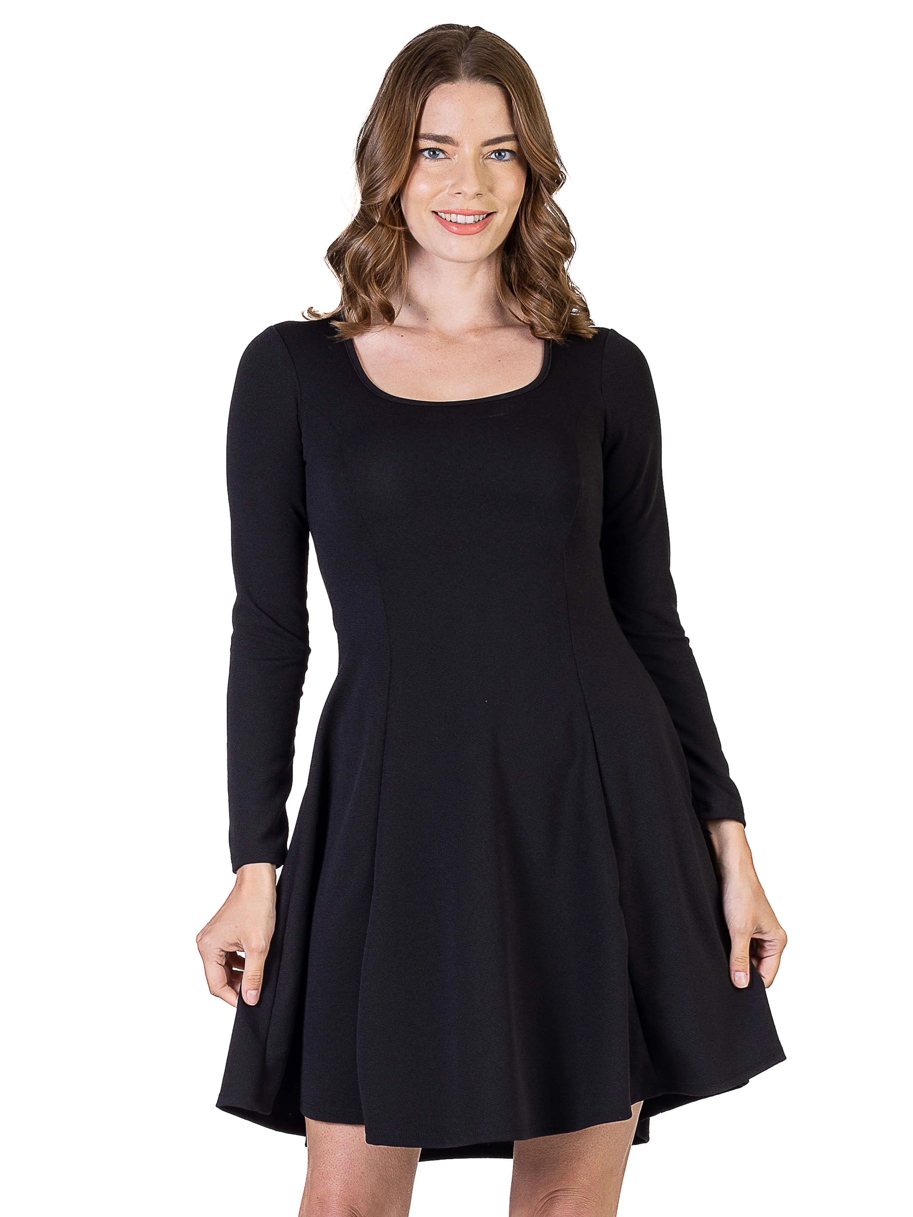 Womens Long Sleeve Knee Length Skater Dress