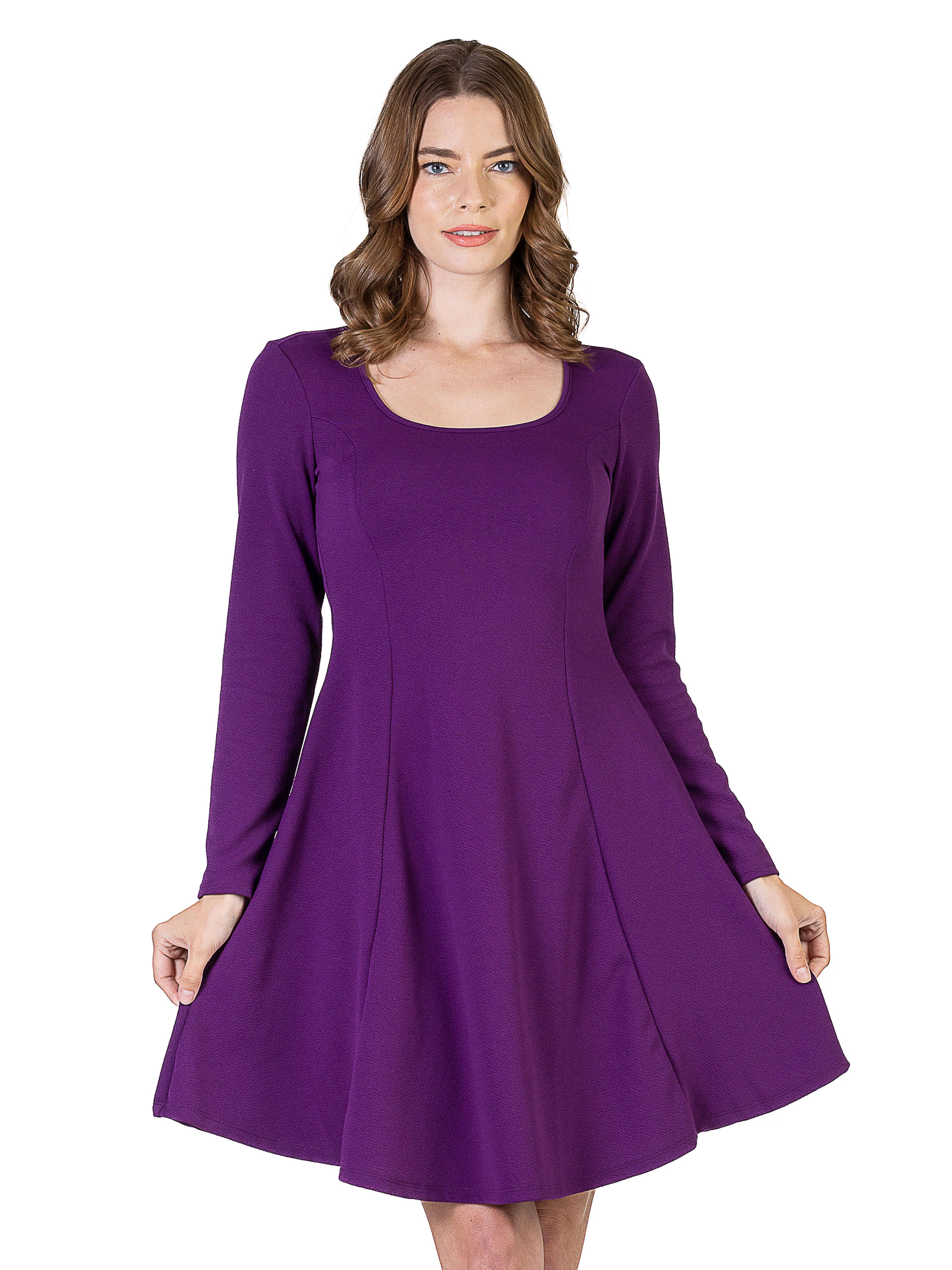 Womens Long Sleeve Knee Length Skater Dress