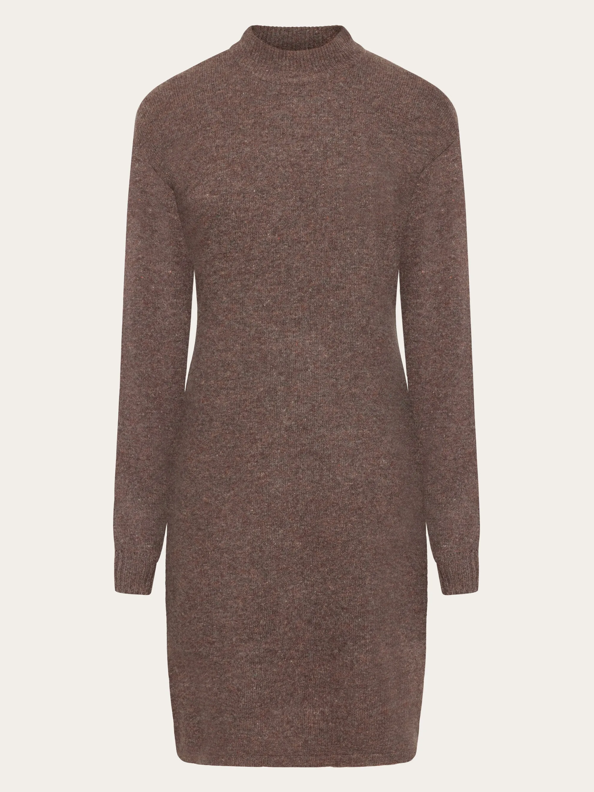 Wool crew neck mid length dress - Demitasse (brown)