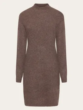 Wool crew neck mid length dress - Demitasse (brown)