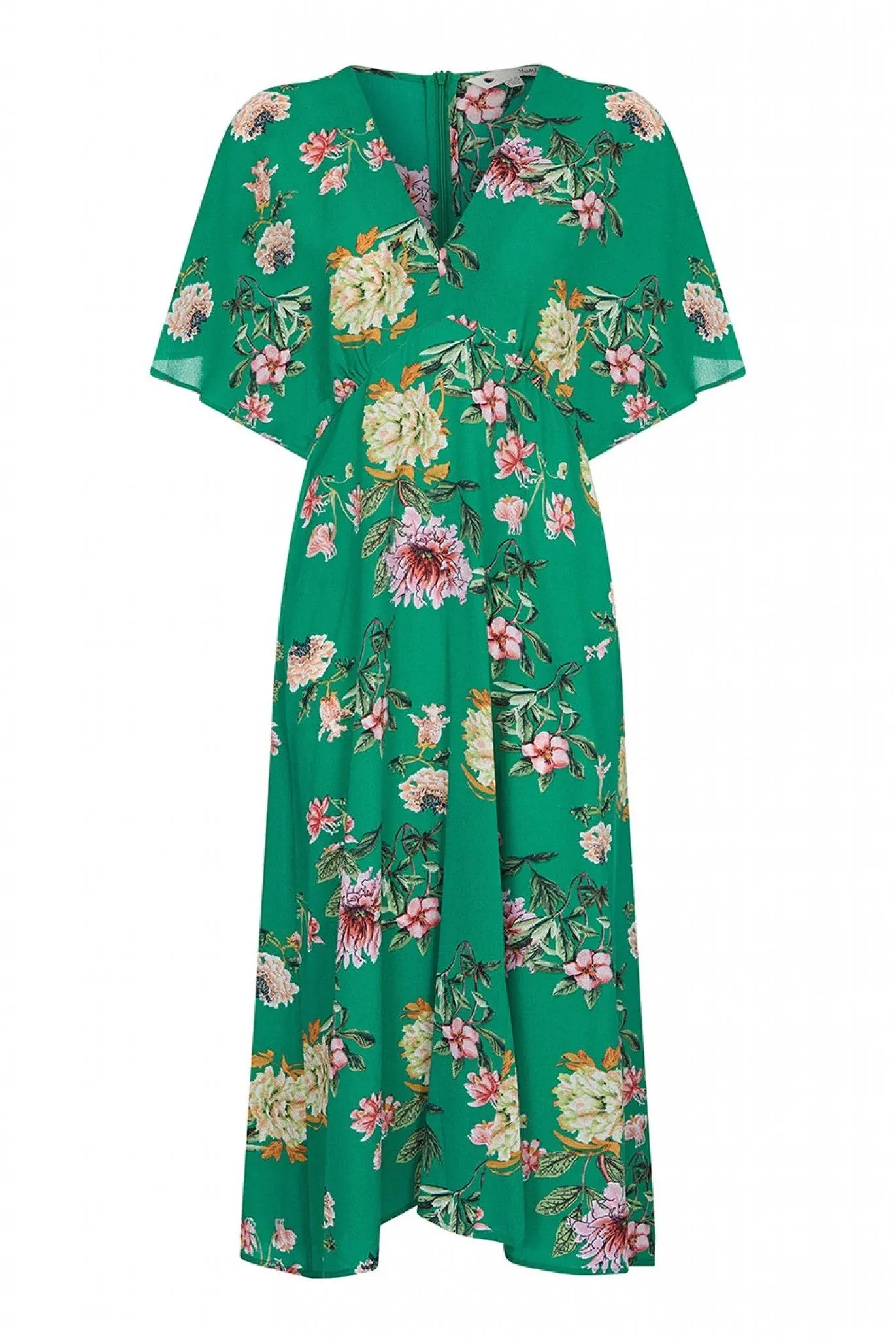 Yumi Green Floral Kimono Midi Dress