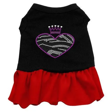 Zebra Heart Rhinestone Dress Black with Red Sm (10)